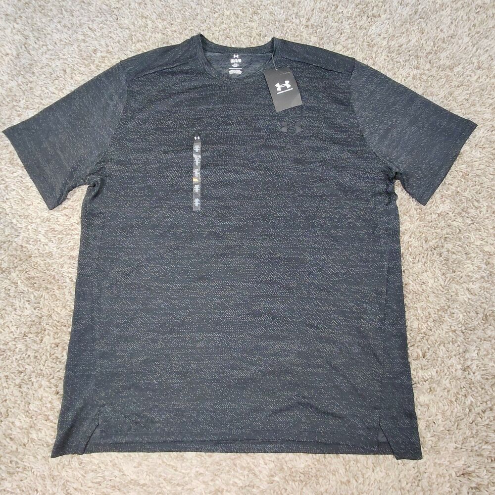 NEW Under Armour Tech Vent Shirt Mens Large Black Short Sleeve Loose Jacquard